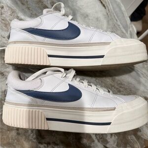 Nike White and Blue Platform Court Legacy
